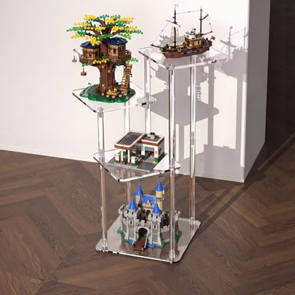 NiHome 4-Tier Clear Acrylic Side Table for Modern Homes, 27" High Easy Assembly Display Stand for LEGO Collection Sets,Figurine Display Shelf Riser for Plant Indoor,Collectibles & Room Decor