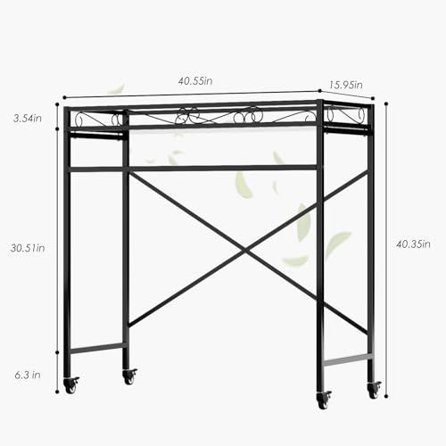 Zhongma 1 Tier Window Height Sturdy Metal Plant Stand with Wheels, 40.5x16x40.4 in High, Heavy Duty Succulent Shelf for Home Indoor and Outdoor, 220 LBS Capacity & Heavy Duty Construction - color: 1 Tier 40.5x16x40.4 Inch High