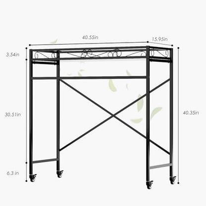 Zhongma 1 Tier Window Height Sturdy Metal Plant Stand with Wheels, 40.5x16x40.4 in High, Heavy Duty Succulent Shelf for Home Indoor and Outdoor, 220 LBS Capacity & Heavy Duty Construction - color: 1 Tier 40.5x16x40.4 Inch High