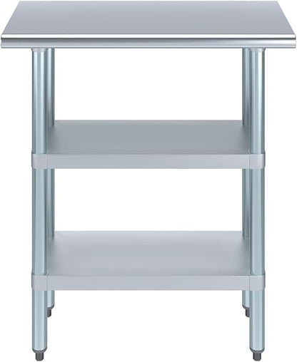 Stainless Steel Work Table with Double Undershelf – Compact Commercial Prep Table for Restaurant, Kitchen, Bakery – NSF Certified (14 x 30) - size: 14x30