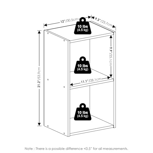 Furinno PASIR Book Shelf, 2-Tier Modern Bookshelf, Open Shelves Bookcase 9 x 12 x 21, Easy Assembly, for Living Room, Bedroom, Home Office, White - color: White, size: 2-Cube