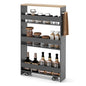 4-Tier Slim Rolling Storage Cart, Wooden Kitchen Utility Cart with Wheels & Handle, Space Saving Trolley, Slide Out Shelving Unit for Narrow Spaces, Laundry, Bathroom (Grey + Natural) - color: Grey + Natural