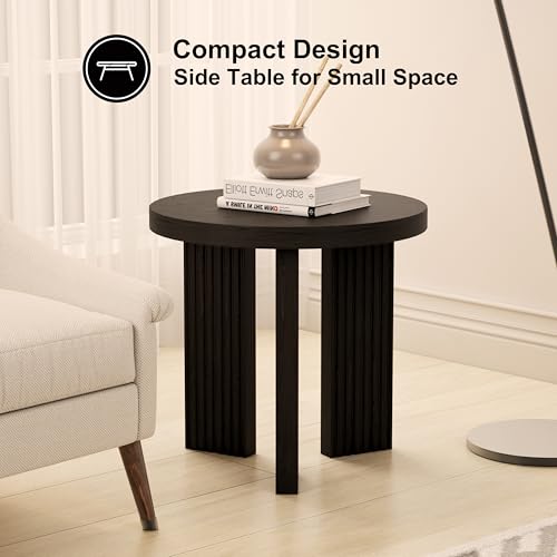 17.52" Small Round Side Table, Black | Coffee Table with Smooth Thick Mesa, Circle End Table with X Shaped Stable Legs, Accent Tea Table for Living Room, Office - color: Black, style: Side Table