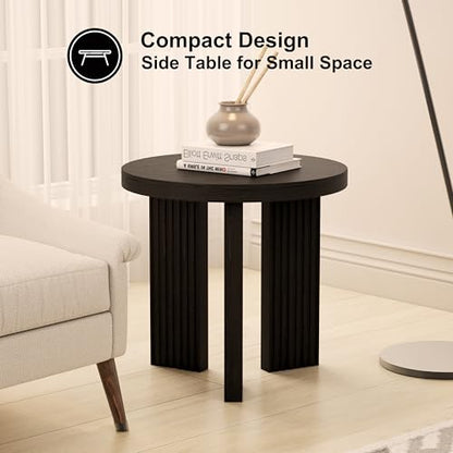 17.52" Small Round Side Table, Black | Coffee Table with Smooth Thick Mesa, Circle End Table with X Shaped Stable Legs, Accent Tea Table for Living Room, Office - color: Black, style: Side Table