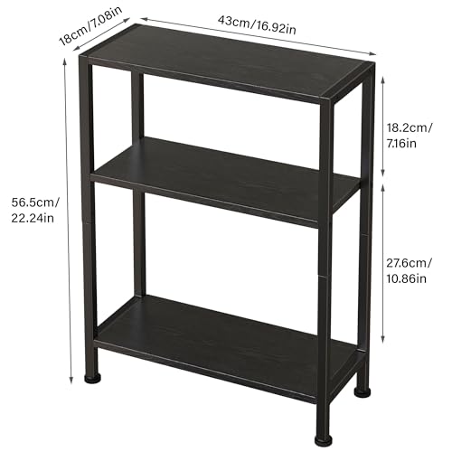 3-Tier Side Table, Small EndTable, Sofa SideTable for Narrow Spaces, Slim EndTable, NightstandTable, Skinny Bedside Table, for Living Room, Bedroom, Office, Black - color: Black