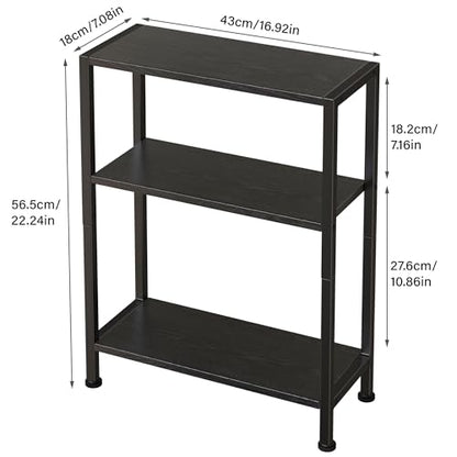 3-Tier Side Table, Small EndTable, Sofa SideTable for Narrow Spaces, Slim EndTable, NightstandTable, Skinny Bedside Table, for Living Room, Bedroom, Office, Black - color: Black