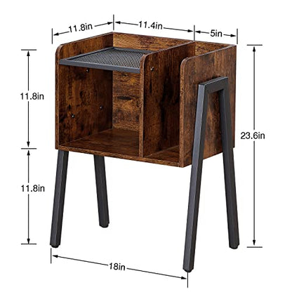VECELO Nightstand Industrial Side End Table/Stackable Accent Furniture with 2-Tier Open Storage Compartments for Bedroom, Living Room and Small Spaces