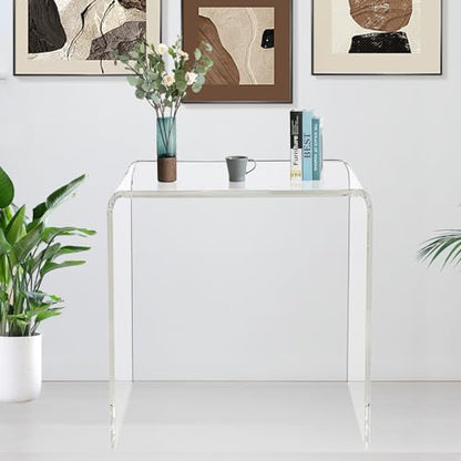 U-Shape Acrylic Side Table,21" L x 12" W x 21" H x 3/5" Thick Clear End Table,Transparent Nightstand and Stool with Waterfall Edges,Modern Lucite Side Table for Living Room - size: 21" D x 12" W x 21" H U-Shape