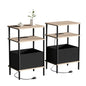 Small Side Table with Charging Station, Set of 2 End Table for Small Spaces, Slim Nightstand with Outlet,Sofa Beside Table, 3-Tier Storage Shelf,Living Room, Bed Room, Natrual Walnut - color: Natrual Walnut