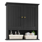 Bathroom Wall Cabinet, Bathroom Cabinet Wall Mount with 2 Doors and Open Shelf, Over The Toilet Wall Storage, Wooden Medicine Cabinets - color: Bathroom Cabinet-black