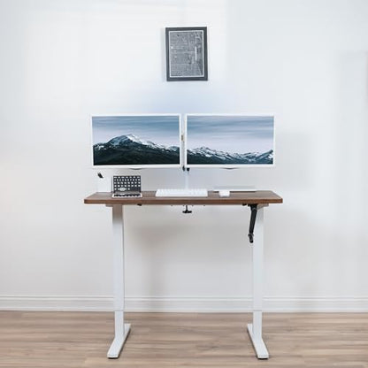 VIVO Compact Hand Crank Stand Up Desk Frame, White, DESK-M051MW | For 37 to 77 inch Table Tops, Height Adjustable, Ergonomic Standing Desk Legs, Foldable Handle - color: White