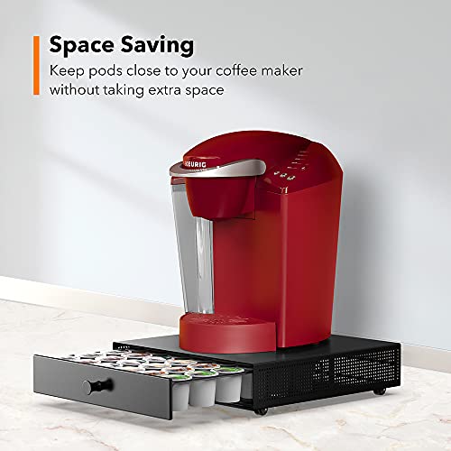 SICHEER K Cup Organization Storage Drawer Maker K Cup Holder Sliding Tray Pull out Coffee Pod Organizer Rolling Stand Countertop Maker Stand Rack Capsules Compatible with Keurig Accessories - size: 36 Pod Capacity - Rolling