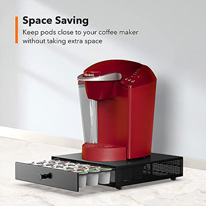 SICHEER K Cup Organization Storage Drawer Maker K Cup Holder Sliding Tray Pull out Coffee Pod Organizer Rolling Stand Countertop Maker Stand Rack Capsules Compatible with Keurig Accessories - size: 36 Pod Capacity - Rolling