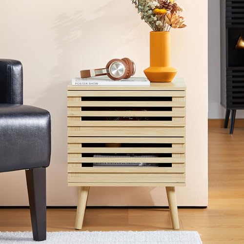 weselon Small Nightstand Set of 2, Boho End Tables with 2 Storage Hollowed-Out Drawers, Bedroom Bedside Table Storage Side Table for Bedroom Living Room (2, Natural Oak)