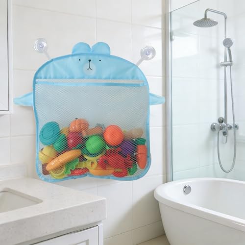Animal Mesh Bath Toy Organizer with Suction Cups,Bathtub Toy Holder Storage,Bathroom or Shower Caddy Multi-use Net Bags Make Baby Bath Toys Storage Easy - color: Bear
