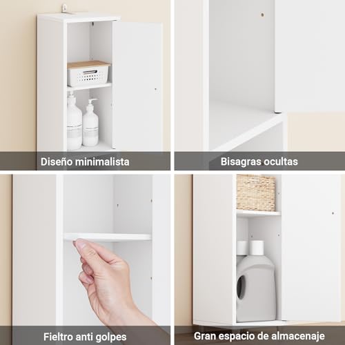 Haotian Tall Bathroom Storage Cabinet, 7.8 x 7.8 x 70.8 in, White | Tall Freestanding Bathroom Storage Cabinet With Adjustable Shelves, Slim Space-Saving Unit For Compact Bathroom, BZR34-W - color: Matte White