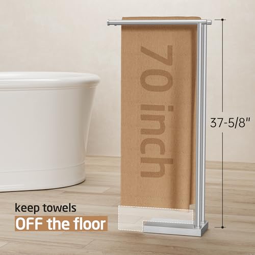 KES Free Standing Towel Racks for Bathroom with 3X Thicker Base, 2-Tier Towel Rack Stand for Bathroom Floor, Upgrade Steady Design, Pro-Grade 18/8 Stainless Steel Brushed Finish, BTH239-2 - size: 37 inch (2-tier, Equal Height)