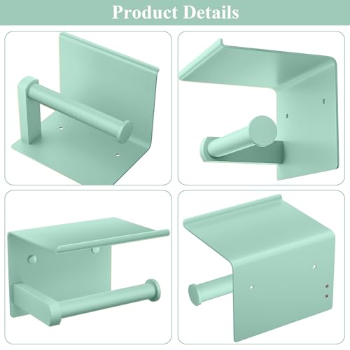 Toilet Paper Holder with Shelf Wall Mounted Toilet Paper Roll Dispenser | Heavy Duty Stainless Steel Mint Green - color: K-mint Green