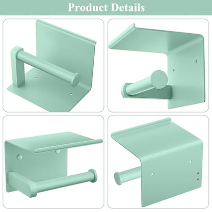 Toilet Paper Holder with Shelf Wall Mounted Toilet Paper Roll Dispenser | Heavy Duty Stainless Steel Mint Green - color: K-mint Green