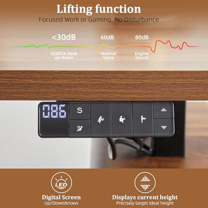 Electric Standing Desk with Drawers, 55" Office Desk Height Adjustable Executive Desk with Storage Shelves, Simple Setup Wood Desk Home Office Stand up Desk for Work, Study, Writing, Walnut - color: Walnut