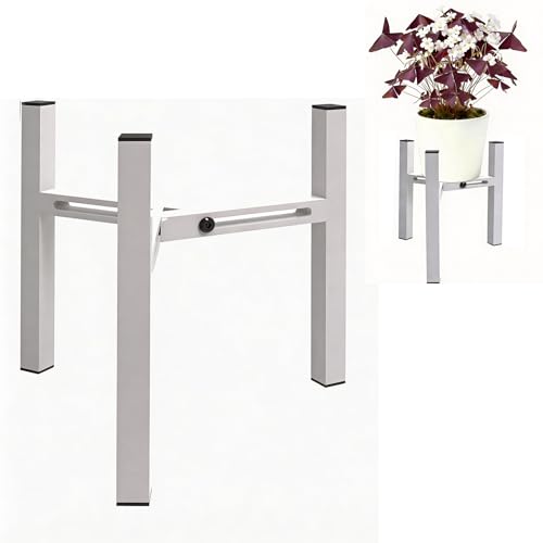 Small Metal Desktop Plant Stand Indoor, Adjustable Plant Holder Fits 5.1-7.5" Pots for Succulents, Bonsai & Office (Without Pots) - color: White