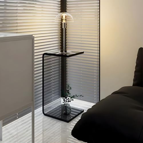Side Table,C Shaped End Table, Acrylic Sofa Side Table, Bedside Table for Bedroom Small Simple Modern Coffee Table Suitable for Living Room (Smoke Gray) - color: Smoke Gray
