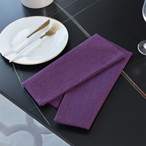 4 Piece 12 x 18 inch Soft Faux Linen Place Mats Heat Resistant Dining Table Place Mats Cloth Kitchen Table Mats 12x18 Dark Purple - color: Dark Purple, size: Rectangular Placemats 12" x 18"