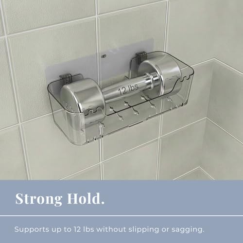 Bathtub Toy Storage – Clear Bath Toy Holder with Drainage Holes, Wall-Mounted No-Drill Organizer for Kids’ Tub Toys - size: Large