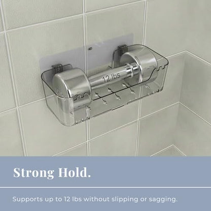 Bathtub Toy Storage – Clear Bath Toy Holder with Drainage Holes, Wall-Mounted No-Drill Organizer for Kids’ Tub Toys - size: Large