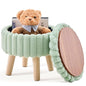 Wimarsbon Storage Ottoman, Modern Round Footrest with Soft Padded Seat, Teddy Velvet Footstool with Wood Legs, Accent Small Table or Plant Stand for Hallway, Living Room (Light Green) - color: Light Green