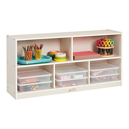 ECR4Kids 5-Compartment Mobile Storage Cabinet, Toddler, Classroom Furniture, White Wash - color: White Wash