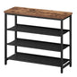 HOOBRO Shoe Rack with 3 PU Shelves, 4-Tier Shoe Storage Organizer for Closet and Entryway, Holds 9-12 Pairs of Shoes, Sturdy Metal Frame, Small Spaces, Rustic Brown and Black BF94XJ01