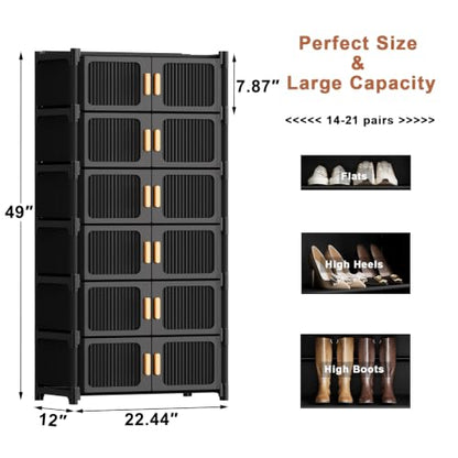 7-Tier Shoe Cabinet, 28-Pair Storage for Entryway | Adjustable Shelves, Waterproof PP, Easy To Clean - size: 7-Tier