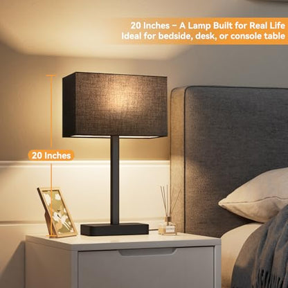 Hong-in Touch Lamps for Bedroom - 3-Way Dimmable Bedside Lamps Set of 2 with USB C+A, Black Modern Table Lamp for Night Stands, Desk Lamp for Living Room Nightstand End Tables Bed Side - color: F. Black&Black