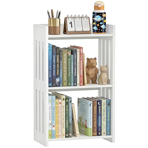 HAYOFAMY 3 Tier Bookshelf for Small Spaces 25.6”H Bookcase | White Book Organizer, Storage Display Rack for Kids Room, Living Room, Office, Bedroom and Bathroom - color: 3-tier White