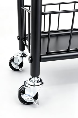 10in 6-Tier Slim Storage Cart with Wheels, Metal 10in Wide Black Narrow Rolling Shelf, Sturdy Slim Storage with Hooks Ideal for Kitchen, Bathroom, and Laundry Room - size: 10in 6-Tier Cart