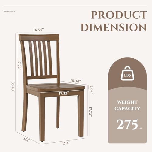 COLAMY Wooden Dining Chairs Set of 2, Farmhouse Dining Room Chairs, Windsor Spindle High Back Side Chairs, Armless Rubberwood Kitchen Table Chairs, Light Brown - color: Light Brown, size: Set of 2