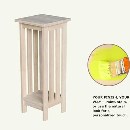 International Concepts Mission Plant Stand, 30-Inch High, Solid Parawood, Unfinished - size: 30 Inch