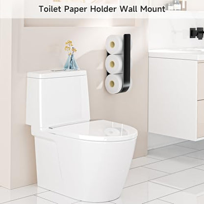 Toilet Paper Storage Wall Mount, Toilet Paper Holder Stand for 3 Rolls Tissue, Metal Extra Toilet Paper Storage Holder, Tissue Roll Holder for Rv, Bathroom,Black (1pack)
