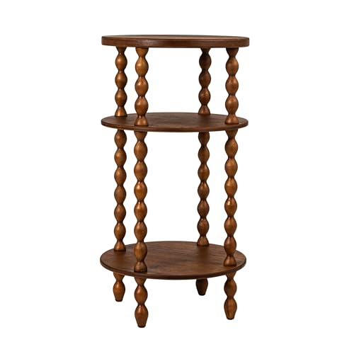 Creative Co-Op Bobbin Leg Round Wood Accent Table, Walnut - color: Walnut Color, size: 15.75"L x 15.75"W x 29.5"H
