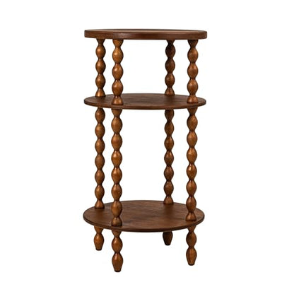 Creative Co-Op Bobbin Leg Round Wood Accent Table, Walnut - color: Walnut Color, size: 15.75"L x 15.75"W x 29.5"H