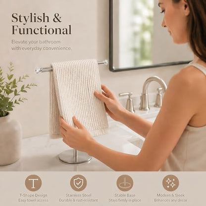 Songtec Hand Towel Holder Stand with Crystal knobs, Fingertip Towel Rack, Rust-Proof Accessories Jewelry Stand - Brushed Nickel - color: Brushed Nickel