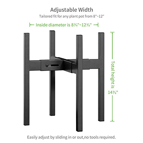 FaithLand Plant Stand, Adjustable Size Fits 8 9 10 11 12 Inches Plant Pot, Metal Planter Stand, Mid Century Expandable Plant Holder Indoor Outdoor, Adjustable Width: 8”-12” - Easy Assembly - size: Fits all pots between 8" and 12"