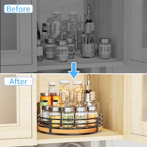 10" Lazy Susan Turntable Organizer - Wood Round Lazy Susan for Cabinet Kitchen Countertop Dining Table Pantry Cupboard Bathroom Coffee Bar Storage Home Decor - size: 10 inch 1 Tier