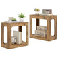 GOFLAME Narrow End Table Set of 2, Farmhouse Wood Sofa Side Table 2-Tier with Storage Shelf, Arched Rustic Small Accent Tables, Rectangular Compact Night Stand for Living Room, Bedroom, Oak - color: Oak