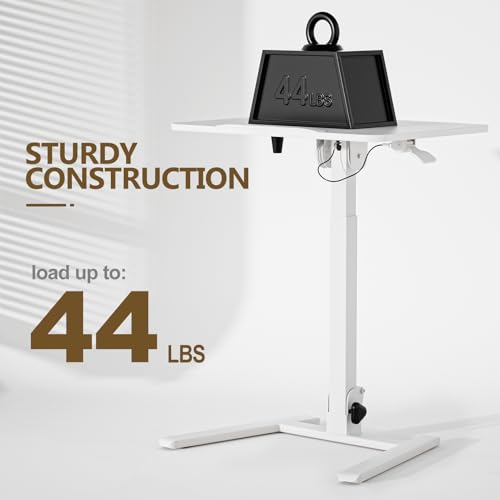 25 Inch Mobile Foldable Standing Desk for Home Office, White | 180 Tiltable Desktop, Height Adjustable, No Assembly Computer Workstation, Portable Rolling Laptop Table, Sit-Stand Desk - color: White