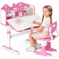 Kids Desk and Chair Set, Height Adjustable Child's School Study Writing Tables, Kids Desk with Bookstand and Storage Drawer, Widened Desktop with Desktop for Boys and Girls (Pink-A-MAX) - color: Pink-a-max