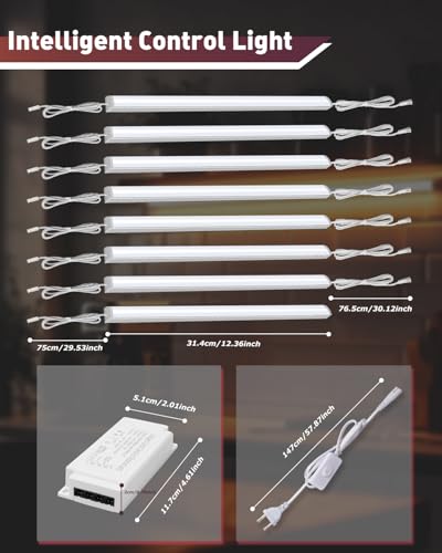 Cefrank Under Cabinet LED Lighting Kit, 8-Pack 12 Inch V-Shape Light Bars | 1600LM, 3000K Warm White, Plug in or Hardwired, Linkable LED Strip, For Kitchen Cabinet, Closet, Shelf - color: Warm White