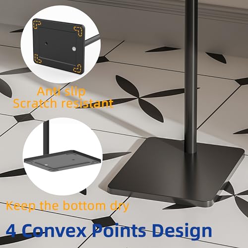 RUACQ Bathroom Toilet Paper Holder Stand, Matte Black | Dual-Post Pivoting Free Standing Toilet Roll Holder with Weighted Base, Anti-drop Design 304 Stainless Steel Tissue Stand - color: Matte Black, size: Free Standing