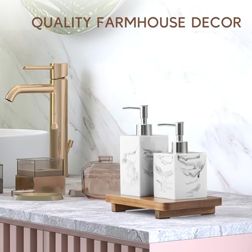 Small Acacia Wood Bathroom Tray Pedestal Stand Farmhouse Kitchen Decor Decorative Wooden Riser Soap Dish Sponge Holder for Vanity, Counter, Sink, 9" x 5.7" - size: 9" x 5.7" x 1.2"